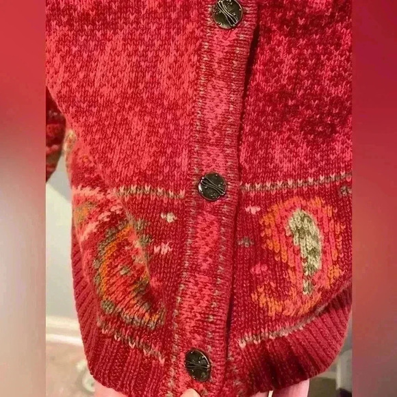 Nomadic Traders Nordic Cardigan Cottagecore Christmas Sweater Paisley Sz Medium - Picture 3 of 9